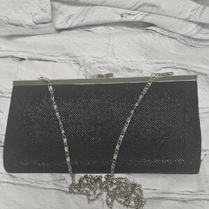 Black Clutch with Silver Chain